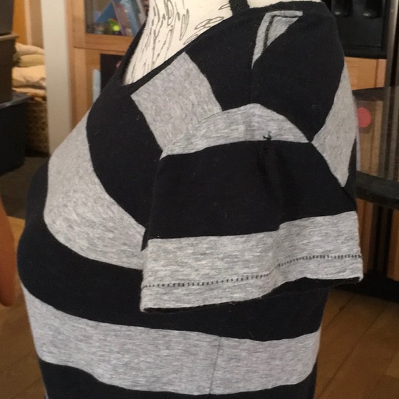 Rag & Bone grey & black striped cotton SS T-shirt. - Picture 5 of 8